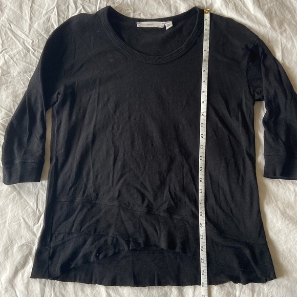 Wilt Shrunken 3/4 Sleeve Mock Layer Ribbed Hem Tee, black - Picture 3 of 9